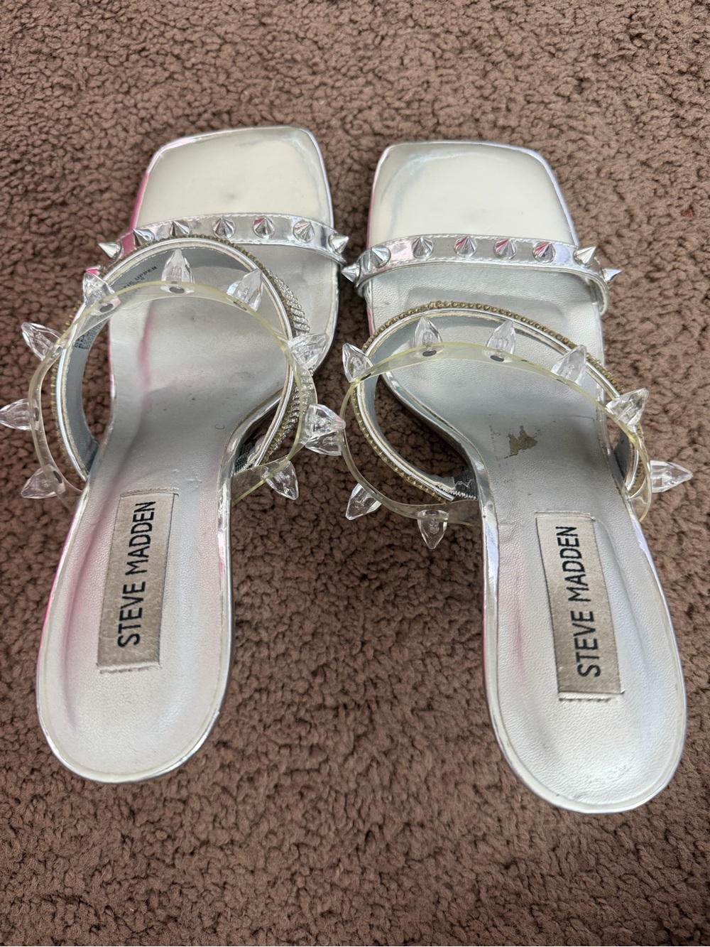Steve Madden Silver Spike heels size 8